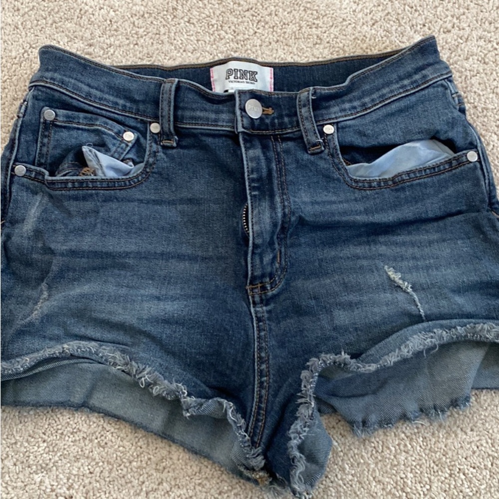 Pink Victoria’s Secret Dark Blue Denim Shorts Size 10